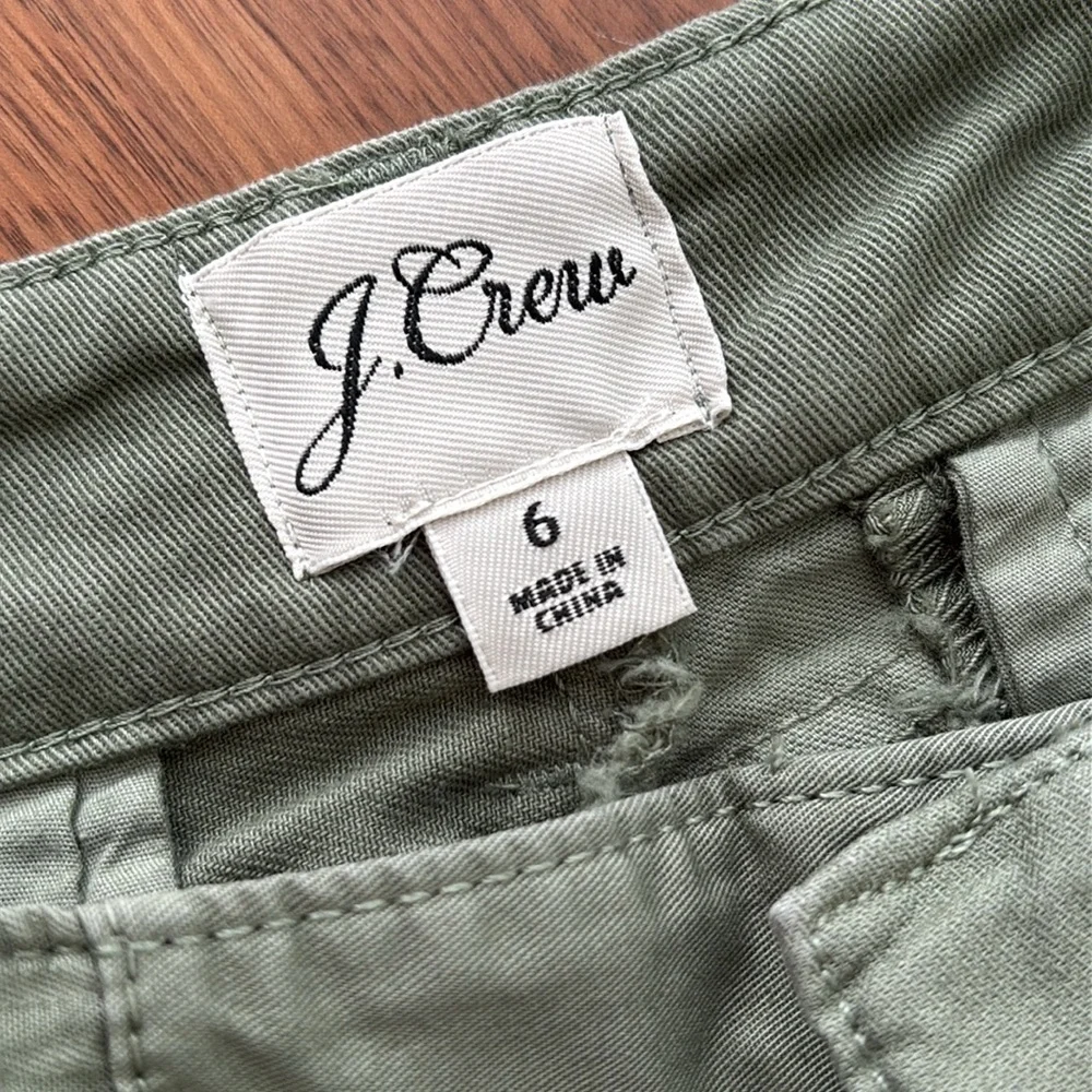 J. Crew Olive Green High-Waist Utility Patchwork Shorts